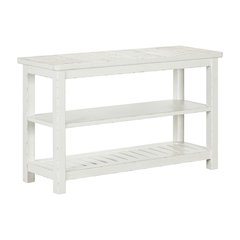 Sofa Table for Living Room Farmhouse - Weathered White & Parchment Brown