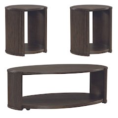 City View 3 Piece Set - Cocktail Table, End Tables- Coffee Bean Oak Wood