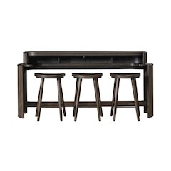 City View 4 Piece Set - Bar Table, Console Stools- Coffee Bean Oak Wood