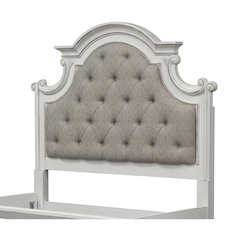 Antique White & Weathered Bark Upholstered Panel Headboard Solid Wood