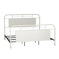 Vintage Series Queen Metal Bed - Antique White in Distressed Metal