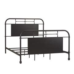 Vintage Series Queen Metal Bed - Black in Distressed Metal