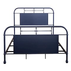 Vintage Series Queen Metal Bed- Navy in Distressed Metal