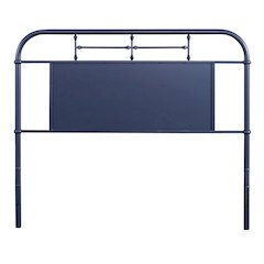 Vintage Series Queen Metal Headboard - Navy in Distressed Metal