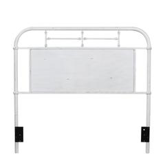 Vintage Series King Metal Headboard - Antique White in Distressed Metal
