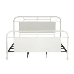 Vintage Series King Metal Bed - Antique White in Distressed Metal