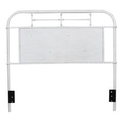 Vintage Series Full Metal Headboard - Antique White in Distressed Metal