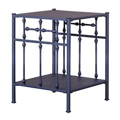 Vintage Series Bedroom Open Nightstand - Navy Blue Vintage Distressed Metal