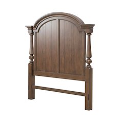 Cherry Brown Queen Poster Bed Headboard, Arched Design, Traditional Wood Style
