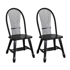Treasures Sheaf Back Side Chair - Black-Set of 2 in Rustic Oak
