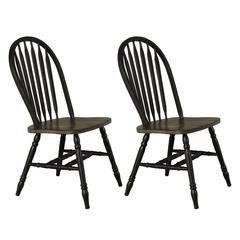 Windsor Side Chair)-Black- Set of 2 Solids Black
