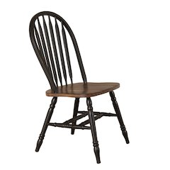 Windsor Side Chair)-Black- Set of 2 Solids Black