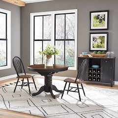 Carolina Crossing 3 Piece Pedestal Table Set - 2 Windsor Side Chairs - Black