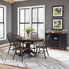 Carolina Crossing 5 Piece Pedestal Table Set - 4 Windsor Side Chairs - Black