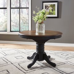 Carolina Crossing Pedestal Table 15" Butterfly Leaf - Black & Antique Honey Tops