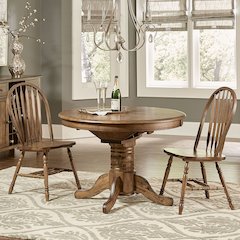 Carolina Crossing 3 Piece Round Table Set - 2 Windsor Side Chairs - Antique