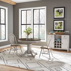 Carolina Crossing 3 Piece Pedestal Table Set - 2 Windsor Side Chairs - White