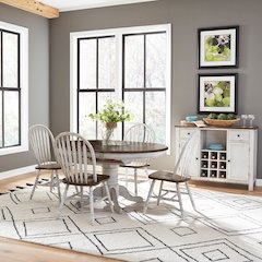 Carolina Crossing 5 Piece Pedestal Table Set - 4 Windsor Side Chairs - White