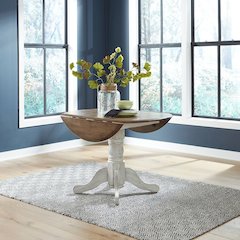 Carolina Crossing Drop Leaf Table Two 8" Leaves - White & Antique Honey Tops