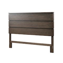 Brown Queen Panel Bed Headboard with LED Touch Light and Oak Veneers