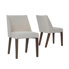 Polyester-Upholstered Accent Chairs with Walnut Veneer Frame, Brown, Set of 2