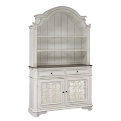 Traditional Rubberwood Hutch & Buffet with White Oak & Birch Veneers