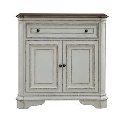 European Style Accent Cabinet in Antique White & Weathered Bark Oak