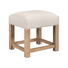 Corso Upholstered Console Stool 19" Height  - Oak Wood & Taupe Linen