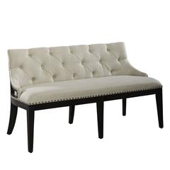 Americana Farmhouse Upholstered Shelter Dining Bench- Black in Dusty Taupe