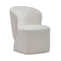 Accent Dining Chairs with Castors - Rounded Arm - Ivory Upholstry - Set of Four