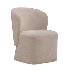 Accent Dining Chairs with Castors - Rounded Arm - Wicker Upholstry - Set of Four