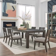 7 Piece Rectangular Table Dining Set with 6 Panel Back Chairs - Satin Espresso