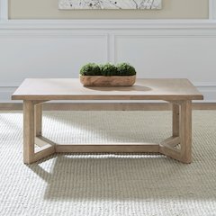 3 Pc Living Room Set - Cocktail Table, End Table Center Trestle - Birch Wood
