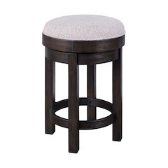 Swivel Console Stool 25" Height  - Peppercorn Oak Wood with Taupe Linen