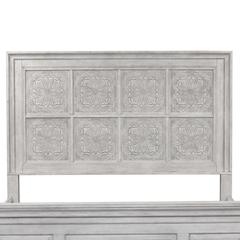 Heartland King Decorative Panel Headboard in Antique White w/ Tobacco Top