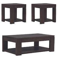 3 Piece Set - Lift Top Cocktail Table, 2 End Tables - Bark