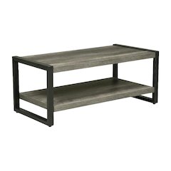 Gray Coffee Table, Solid and Manufactured Wood Frame, Contemporary Design