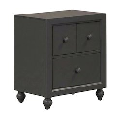 Dark Gray Nightstand with Melamine & Rubberwood Frame for Cozy Bedroom