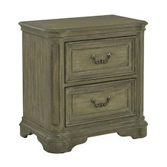 Weathered Bisque Nightstand with 2 Drawers and Traditional Design
