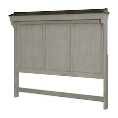 Weathered Linen Finish Headboard with Dusty Taupe Tops Wood Veneers