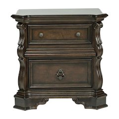Brown Night Stand with European Traditional Design and Metal Accents