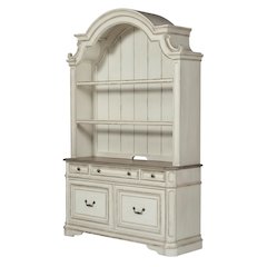 Antique White 3-Piece Office Desk And Hutch Set With Traditional Design