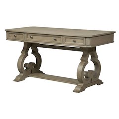 Heathered Taupe Office Desk With Rubberwood And White Oak Veneers