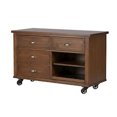 Cobblestone Brown Credenza With Urban Style, Wood And Metal Frame, 48W