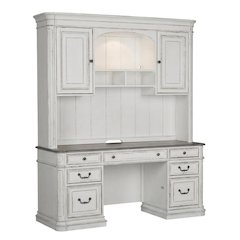 Antique White 5-Piece Desk Set with Solid Wood Construction, Traditional Style