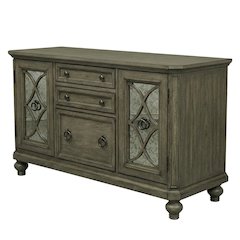 Rustic Credenza in Heathered Taupe with Storage and Wooden Finish