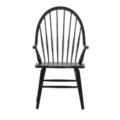 Windsor Back Armchair in Black with Elegant Tobacco Finish