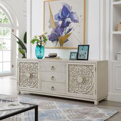 Sundance 2 Door 3 Drawer Accent Cabinet in Antique Linen