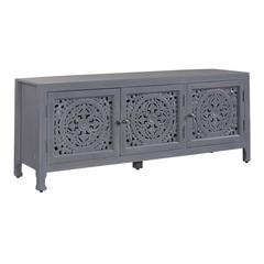 Marisol 65 Inch 3 Door Accent TV Stand in Weathered Honey