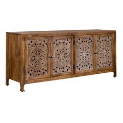 Marisol 74 Inch 4 Door Accent TV Stand in Weathered Honey